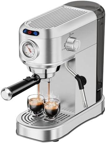 ANYCOLD Espresso Machine with Milk Frother, 20 Bar Stainless Steel Coffee Machine, Espresso Maker with 34oz Removable Water Tank for Home, Office,Gift for Women or Men
