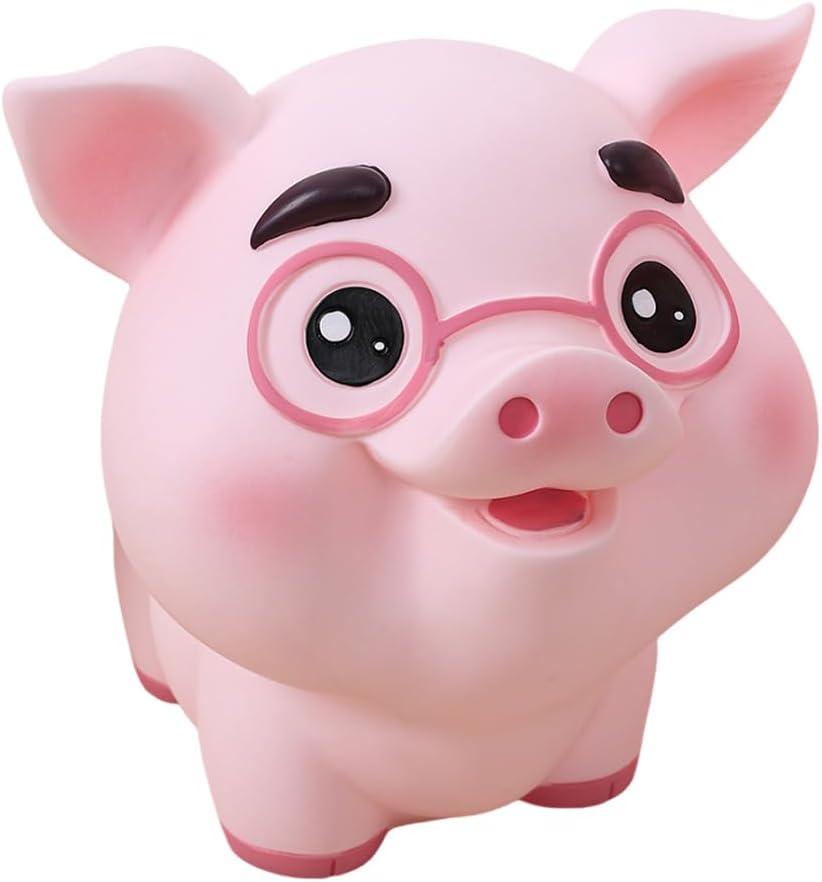 LOGOFUN Pig Molding Piggy Bank Vinyl Pig Coin Money Bank Creative Saving Pot for Home Office Desktop Decoration - Eyes Open