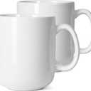 20 OZ Large Coffee Mug, M016 Plain Ceramic Boss Big Tea Cup with Handle for Dad Men, Set of 2, White