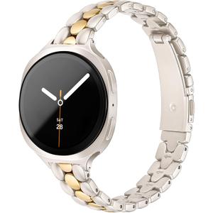 Melyis Slim Metal Band Fits Samsung Galaxy Watch 8 Band 40mm 44mm/Galaxy Watch 8 Classic 46mm, Stainless Steel Galaxy Watch 8 Band Women, Thin Bangle Bracelet for Samsung Watch 8 Bands, Starlight&Gold