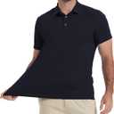 LETAOTAO Short Sleeve Polo Shirts for Men Quick Dry Performance Golf Shirt (Medium, Navy)