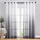 NICETOWN Ombre Linen Sheer Curtains for Windows 84 inches Length, Grommet Vertical Sheer Drapes Gradient Semi Sheer Linen Curtains for Bedroom/Living Room, Grey, 100" Width Total 2 Panels