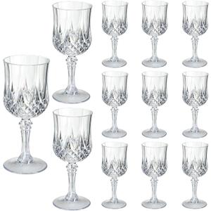 XKXKKE 12 Pcs Transparent Plastic Drink Cooler Glasses, Plastic Water Goblets for Parties, Stemmed Drinking Glasses for Wedding Reception, Grand Event Party Bar Supplies Reusable Drinking Cups