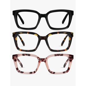 XVXV Reading Glasses for Women Men - Blue Light Blocking Readers Oversize Oprah Square Anti Glare/Eyestrain Spring Hinge +1.75