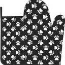 Dog and Cat Paw Print Oven Mitts and Pot Holders Heat Resistant Oven Mitts Safe for Baking Cooking BBQ