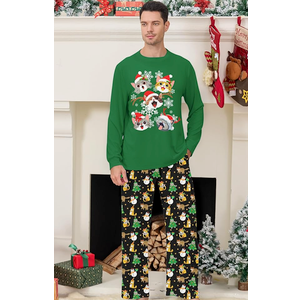 ALISISTER Christmas Pajamas for Women Matching Couple Pjs Set Funny Cats Xmas Tree Shirt and Sleep Pants 2 Piece Holiday Long Sleeve Sleepwear  (XXL, 02 Cat Lights)