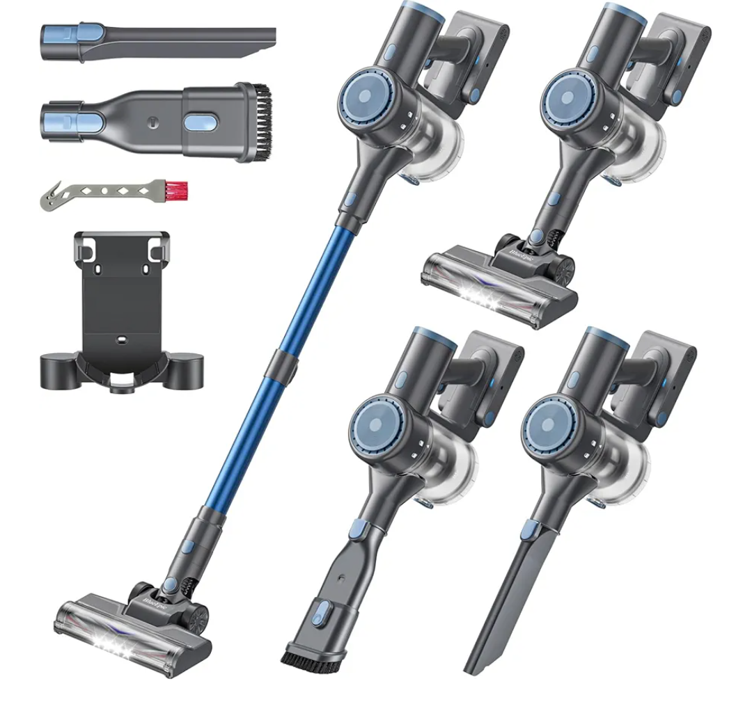 BlueEpic Cordless Vacuum Cleaner for Home, 40KPA/300W Stick Vacuums with Charging Wall Dock, Anti-Tangle, 6 in 1 Lightweight Handheld Vacuum for Pet Hair, Hard Floor, Carpet