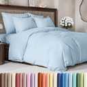 Duvet Cover Full Size - Extra Soft Full Size Duvet Cover - Lightweight, Breathable & Cozy - Easy Care & Fade Free w/ Zipper Closures & Ties - 80" x 90" Inches - (Light Blue) Comforter Not Included