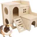 kcrygogo Large Hamster Maze Wood House Fun Slide House Double-Decker Hut Chew Toys for Bigger Syrian Hamsters Dwarf Gerbil Mouse Mice Rat Small Animals