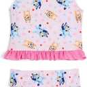 Bluey Big Girls UPF 50+ Peplum Tankini Top and Bikini Bottom Swim Set Pink 10-12