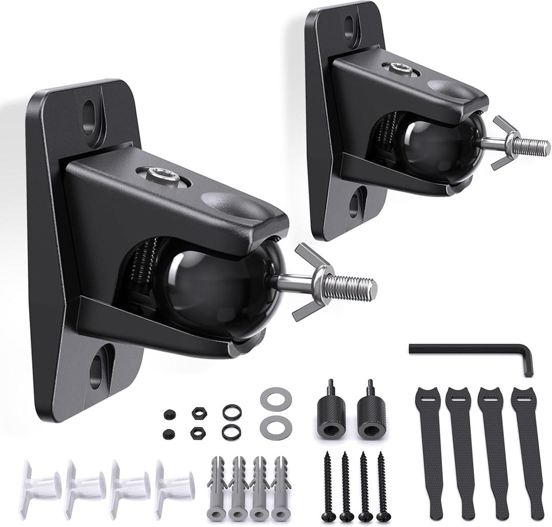 Surround Sound Rear Speaker Wall Mount, Ceiling Mount Bracket for Universal Satellite, fits Keyhole and Thread Hole with 1/4"- 20, 5mm & 4mm Thread, Works with Roku, Samsung q990D, Holds up to 11 lbs