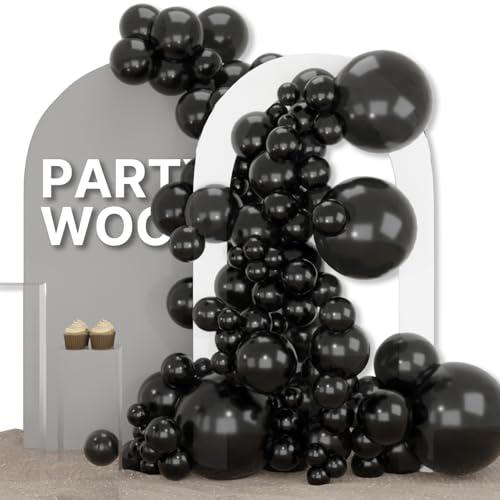 PartyWoo Black Balloons 155 pcs Different Sizes of 18 12 10 5 Inch Black Balloons Arch Kit Garland for Baby Shower Birthday Graduation Casino Gaming Anniversary Race Car Party Decorations Black-Y18