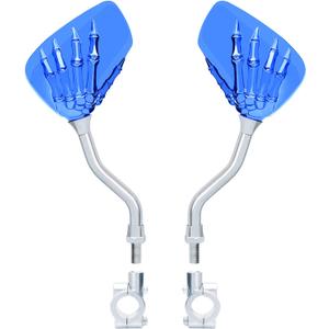 1 Pair Bicycle Mirror,Big View Bike Rear View Mirror Blindsight Multi Angle Adjustable Bike Mirror Billet Aluminum Chrome Plated Outside Skull Claw Style Also Suitable for Motorcycle Mirror (Blue)
