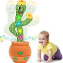 Baby Toys, Singing Talking Cactus Toy for 3-6 Year Old Toddler Boys Girls, Mimicking Repeat What You Say, Plush Cactus with Light Up Music and Amusing Songs, Funny Gag Gifts for Kids