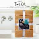 Luxury Towels for Bathroom Set of 8 - 2 Bath Towels 2 Hand Towels 4 Washcloths - 600 GSM 100% Cotton Ring Spun Viscose Border Towels Set - Beige