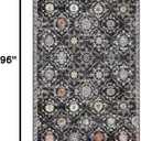 KILOCOCO 2x8 Runner Rug, Moroccan Super Soft Washable Hallway Runner Rug, Accent Print Faux Wool Kitchen Runner Rug 8 Feet Non-Slip Boho Rug Runners for Laundry Room Bedroom, Charcoal/Multi