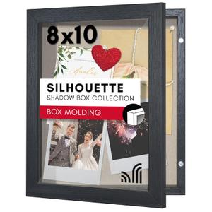 Americanflat Front Opening 8x10 Shadow Box Frame with Shatter-Resistant Glass - Silhouette Collection - Shadow Box Display Case for Tabletop and Wall Display - Black