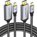 Warrky 4K 60Hz USB C to HDMI Cable 6ft 2Pack [Anti-Interference Gold-Plated Plugs] Aluminum Type-C to HDMI 2.0 Cord, Thunderbolt 3/4/5 Compatible for iPhone 15/16 Series, MacBook, iMac, iPad, Galaxy