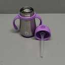 Munchkin Cool Cat Sippy Cup with Straw for Toddlers, Stainless Steel Straw Cup, 8 Ounce, Purple