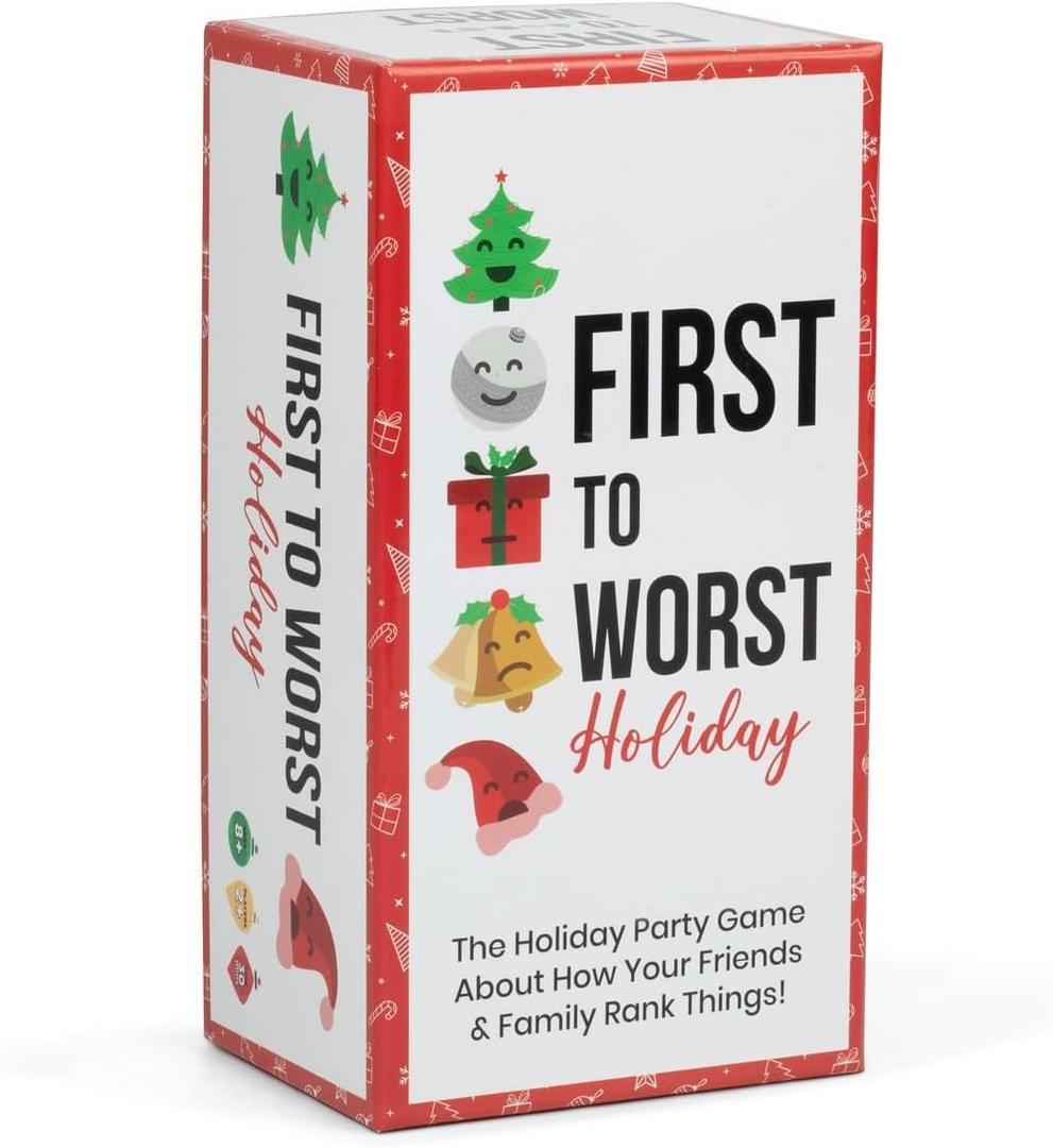 FIRST TO WORST Holiday Edition Party Game - A Festive Card Game About How Your Friends & Family Rank Things - Perfect for White Elephant Gifts, Stocking Stuffers and Board Games with Friends