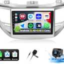 UNITOPSCI 4G+64G 8Core Android 13 Car Stereo for Hyundai Tucson 2015-2018 Wireless Apple CarPlay Android Auto 9 Touchscreen Bluetooth 5.0 GPS Navi DSP Mirror Link WiFi FM/RDS SWC+Backup Camera Mic