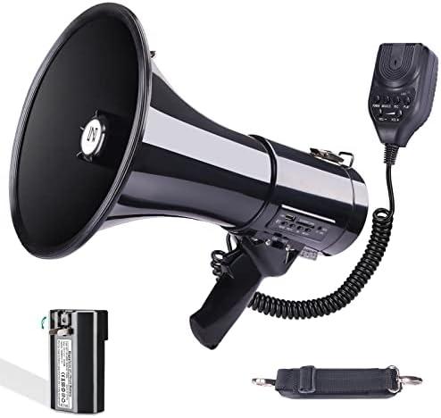 MGROLX 50 Watt Professional Bluetooth Megaphone Bullhorn Speaker with Rechargeable Battery & Portable Strap - Siren and Recording - USB/SD/AUX Input - for Police, Cheerleading, Outdoor