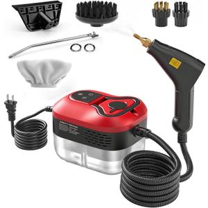 Handheld Steam Cleaner, 2500W Portable Steamer 10-Second Heat Up, 6 Adjustable Steam Levels & 36oz Tank Includes Attachments for Floors, Windows(Red-Dual Control (Upgraded Touch Control))