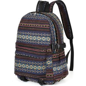 Yaopeing Casual Backpack for Women, Vintage Unique Style Fashion Backpacks Purse, Boho Ethnic Handbag Shoulder Bag, Dark blue