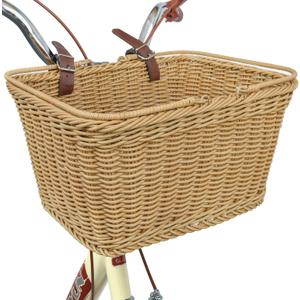 GRANNY SAYS Bike Basket, Wicker Basket for Bike, Hand-Woven Bicycle Basket, Detachable Wicker Front Handlebar Bike Basket (Natural)