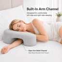 Side Sleeper Pillow with Arm Hole, Memory Foam Shoulder Pillow for Adults, Open Arm Channel Design, Ergonomic Neck, Shoulder & Arm Support for Left or Right Side Sleeping, Light Gray