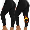 NEW YOUNG 2 Pack Plus Size Fleece Lined Leggings Women-1X-4X High Waist Winter Tummy Control Thermal Warm Yoga Pants Black, Size 4XL