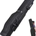 LEOFISHING Portable 3 Layers Fishing Pole Bag Durable Oxford Folding Fishing Rod Reel Carry Case Tackle Storage Bag Case Waterproof Camouflage Travel Fishing Carrier (Black, 150 Cm/59 In)