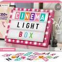 Dan&Darci Cinema Light Box for Girls - Gifts for 8 9 10 11 12 Years - Gifts for 10 Year Old Girl - Pink Christmas Decor for Teen Girls Bedroom - Preteen Room, Tween, Girl Trendy Stuff Birthday Gift