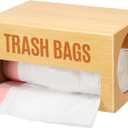 Bamboo Garbage Bag Dispenser Roll Holder - Wall Mount Trash Bag Organizer for 13-33 Gallons, Under Sink Kitchen Grocery Bag Storage Container, Not Suitable for Large Roll (Natural, Standard 1-slot)