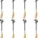 AnSaw 8-Pc Black & Gold Mini Leaf Fruit Forks Set - 4.7" Elegant Stainless Steel Dessert, Appetizer, Cake & Salad Forks - Perfect for Cocktail Parties & Home Use