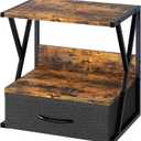 aboxoo Printer Stand for Desk with Storage Drawer, 2 Tier Desktop Or UnderDesk Shelf, Multi-Purpose Desk Organizer for Home Office, fit Fax Machine/3D Printer/Scanner, Rustic Brown