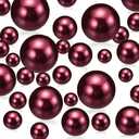 Cusmation 20mm 14mm 8mm 200PCS Wine Red Beads for Centerpiece Vases, No Hole Faux Pearl Beads, Vase Filler Pearls, Floating Candle for Home Wedding Table Decor