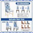 FuWeave Set of 6 Blue and White Chinoiserie Chair Covers, Easter Bunny Chair Back Covers Removable and Washable Cover for Room Dinning, Fits Most Standard Chairs