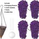 HyeFlora Artificial Faux Hanging Flowers Plants Basket for Outdoor Outside Porch Decoration, UV Resistant Fake Silk Purple Morning Glory Trailing Vines Realistic for Summer Home Balcony Yard Patio