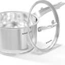 SUNHOUSE 3 Quarts Stainless Steel Sauce Pan with Lid - PFOA-Free, Stainless Steel Sauce Pan, Advanced Impact Bonding Induction Base, Stay-Cool Handle, Compatible with All Cooktops