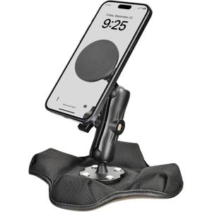 VAUBORTTI Magnetic Phone Holder for Desk&Car Dash,Aluminum Arm, Non-Slip Beanbag Base, 360 Rotation at 3 Points, Compatible with MagSafe iPhone 12-16 Series, Fits RAM B Size 1" Ball