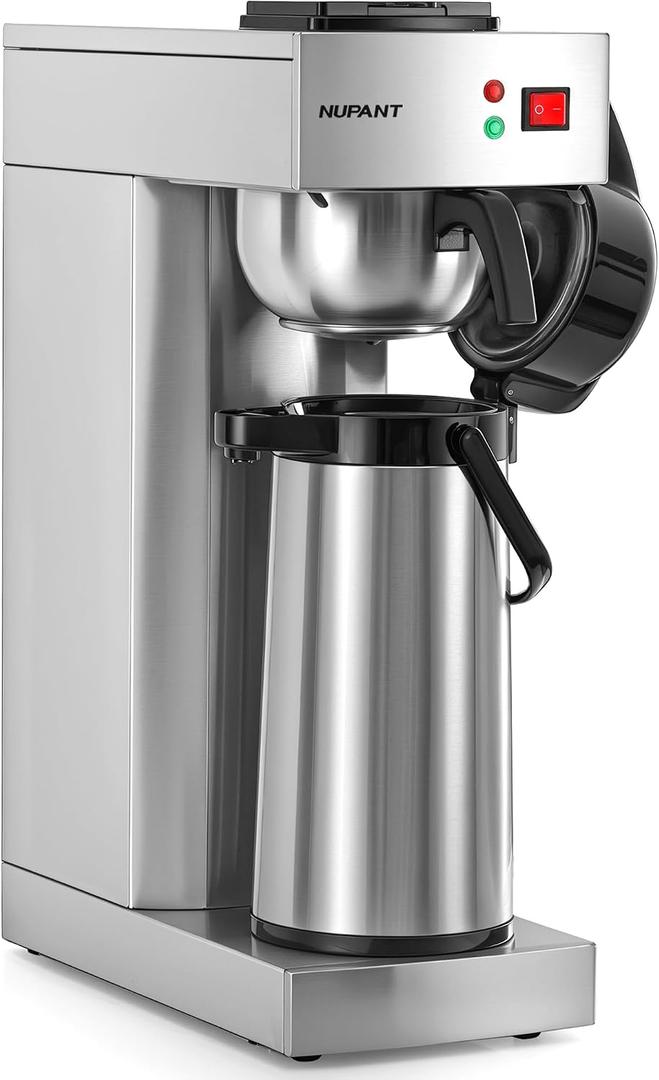 NUPANT Commercial Airpot Coffee Brewer 2.2L/74oz Dirp Coffee Maker with 24H Insulated Thermal Carafe Stainless Steel Pour Over Coffee Machine 120V/1450W COFFEE Dispenser for Caf Restaurant Cafateria