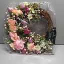 Pink Heart Rose Wreath, 21in Spring Summer Wreath with 8 Modes LED Lights for Front Door
