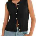 Yousify Womens Sweater Vest 2025 Summer Trendy Sleeveless Knit Button Down Tank Tops Casual Cardigan (Small, Black)