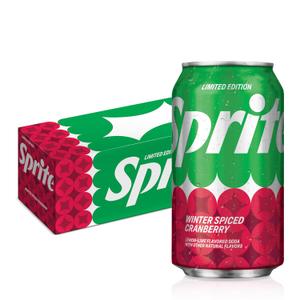 Sprite Winter Spiced Cranberry, Lemon-Lime and Cranberry Flavored Soda Pop Soft Drink, 12 fl oz, 12 Pack (BBD JUN 15 2026)