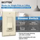BESTTEN 2 Pack Almond Dimmer Wall Light Switch, Compatible with Dimmable LED, CFL, Incandescent and Halogen Bulb, Single Pole or 3-Way Dimmer Switches, 120VAC, Decorator Wall Plate Included