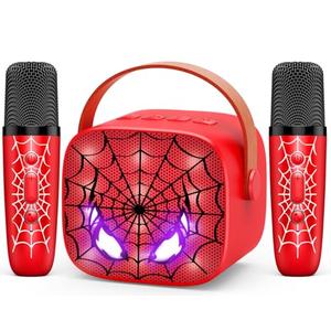 Mini Karaoke Machine Toys Gifts: Kids Toys Christmas Birthday Gifts for 4 5 6 7 8 9 Years Old Girl Boy Stocking Stuffers LED Portable Bluetooth Speaker with 2 Wireless Microphone Girl Gift Age 3-12+