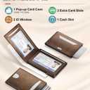 Wallet for Men: Pop Up Card Case, RFID Blocking, Slim, Minimalist, Genuine Leather, Front Pocket, Smart, Thin, Compact, Magnetic Flap Closure - 2 ID Windows, Up to 12 Cards & 15 Bills (Brown)