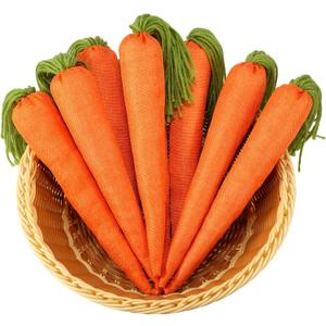 Beeveer 8 Pcs Easter Fabric Artificial Carrots Decor 11.8 Inch Fake Carrot for Farmhouse Spring Easter Crafts Home Party Tabletop Basket Decorations(Regular Style)