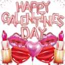 25pcs Galentines Day Decorations Balloons, Happy Galentines Day Party Decorations including Lips and Lipstick Balloons (Pink)